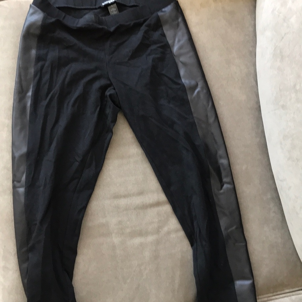 Express Black Leggings with leather trim.